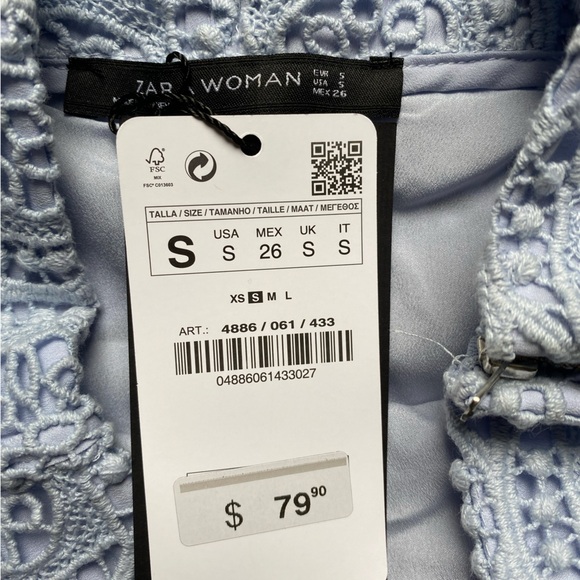 Zara NWT Crochet Midi Skirt. Size Small. Baby Blue Colour. - Picture 7 of 11